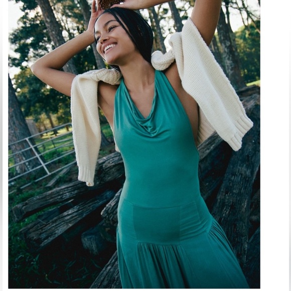 NWT free people Sasha Convertible Maxi Dress in Frosty Spruce Size: XS, S - Picture 2 of 5
